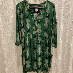 Anthropologie Maeve 3/4 Sleeve Bird Print Dress